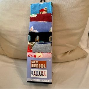 NWT 6 pairs of Super Mario Bros socks fits shoe size 8-12